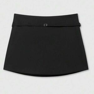 Black Mini Skort with Decorative Buckle